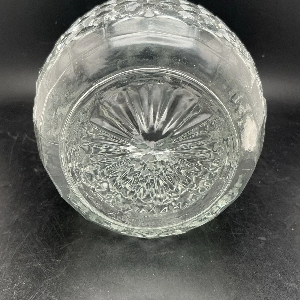 Vintage Cut Glass Liquor Decanter Etched Diamond-Shaped Glass, Original‎ Stopper